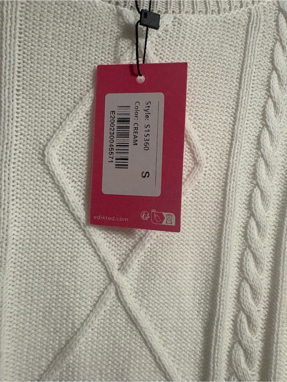 Women's Cable Knit Sweater - Cream size small - Picture 2 of 6